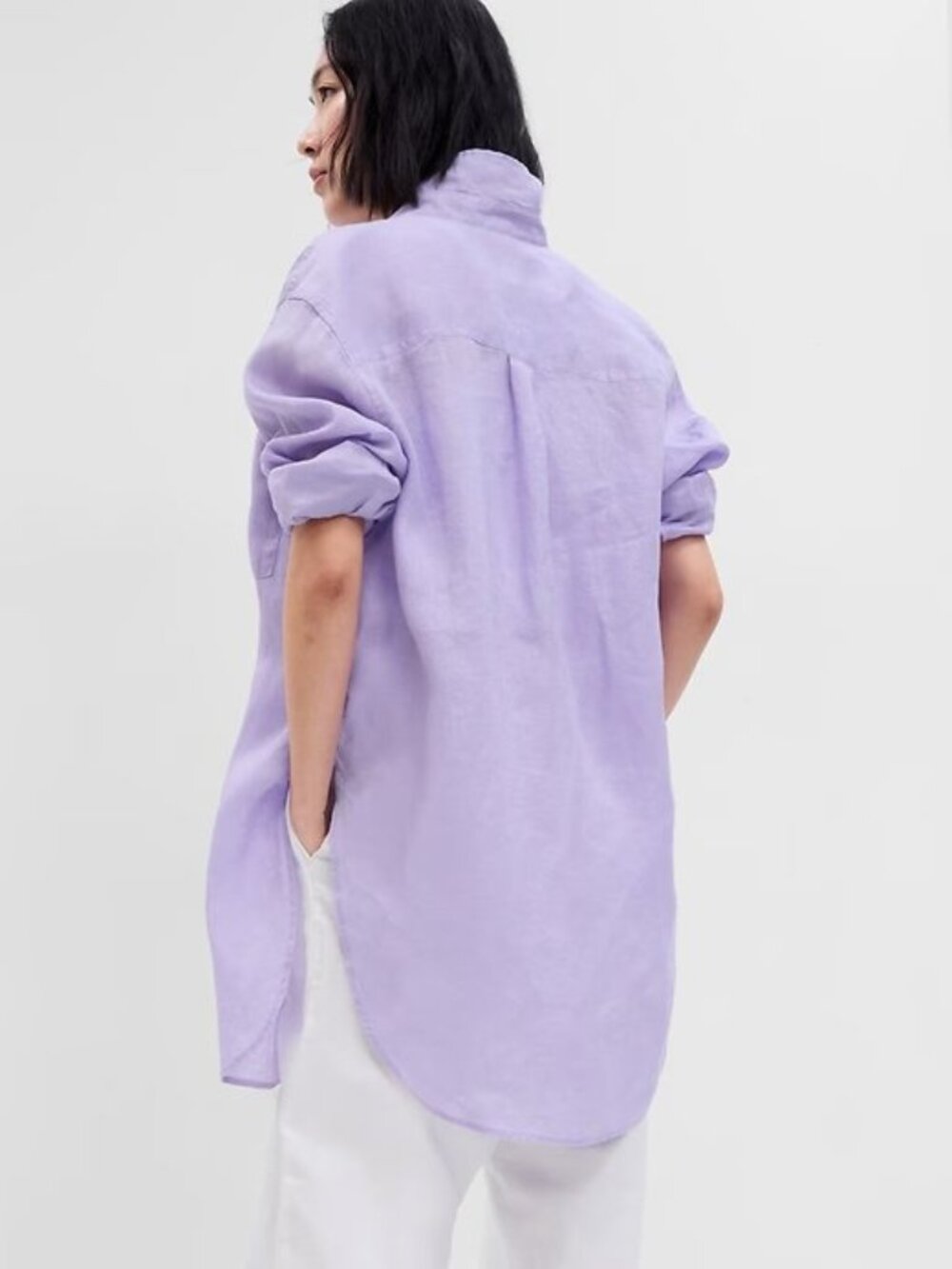 Gap Linen Weekend Tunic L Tall Purple Lotus 100% Linen